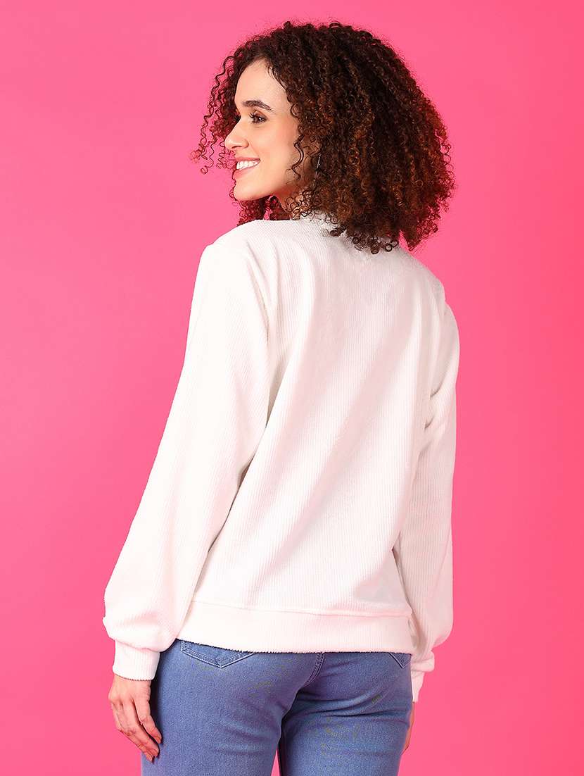 women solid long sleeve sweatshirt - 21554875 -  Standard Image - 3