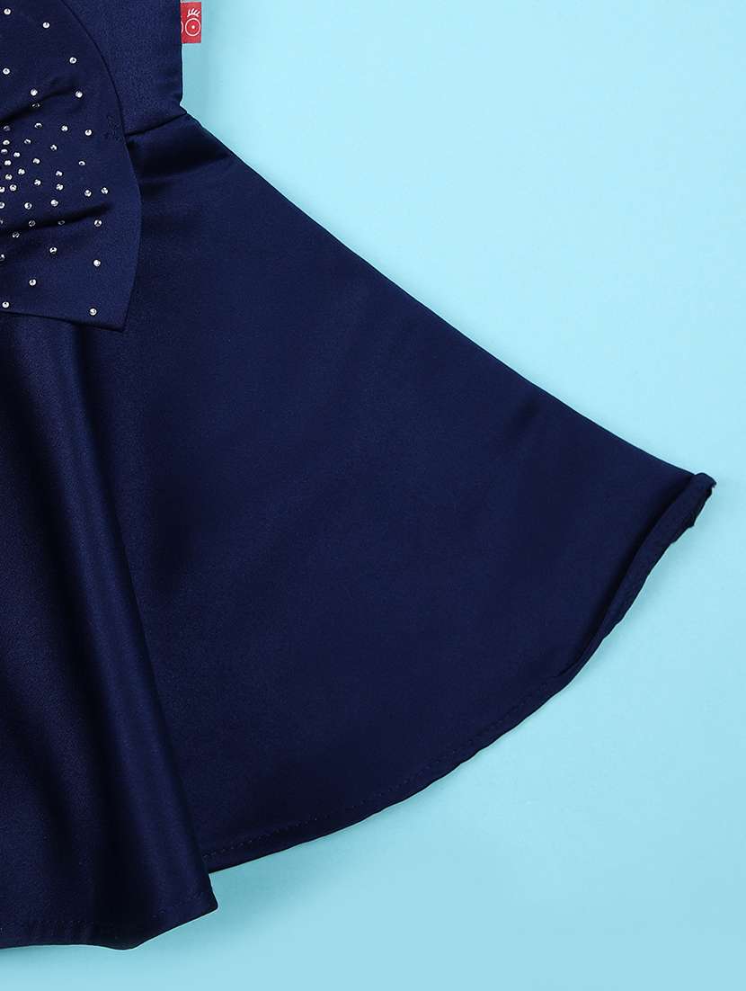 girls navy blue embellished round neck frock - 21554891 -  Standard Image - 3