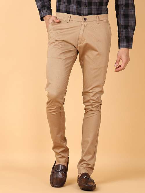 men self design regular fit chinos casual trouser - 21554993 -  Standard Image - 0