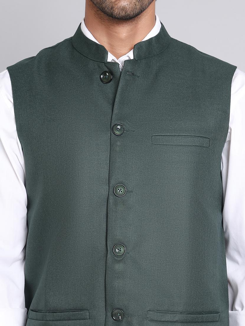 men mandarin neck solid nehru jacket - 21555191 - Standard Image - 5