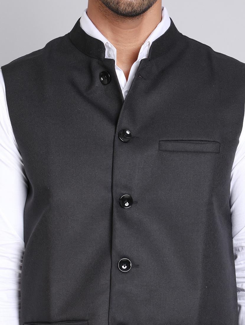 men mandarin neck solid nehru jacket - 21555193 - Standard Image - 5