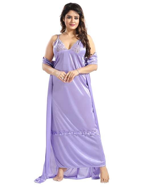 women lace detailed nighty set - 21555197 -  Standard Image - 0