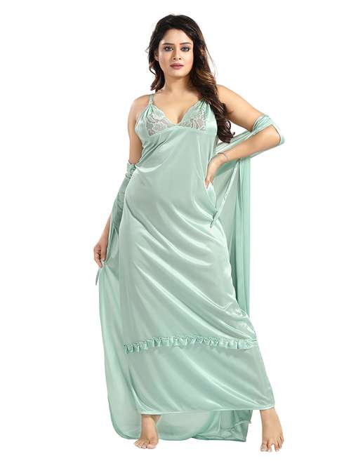 women lace detailed nighty set - 21555198 -  Standard Image - 0