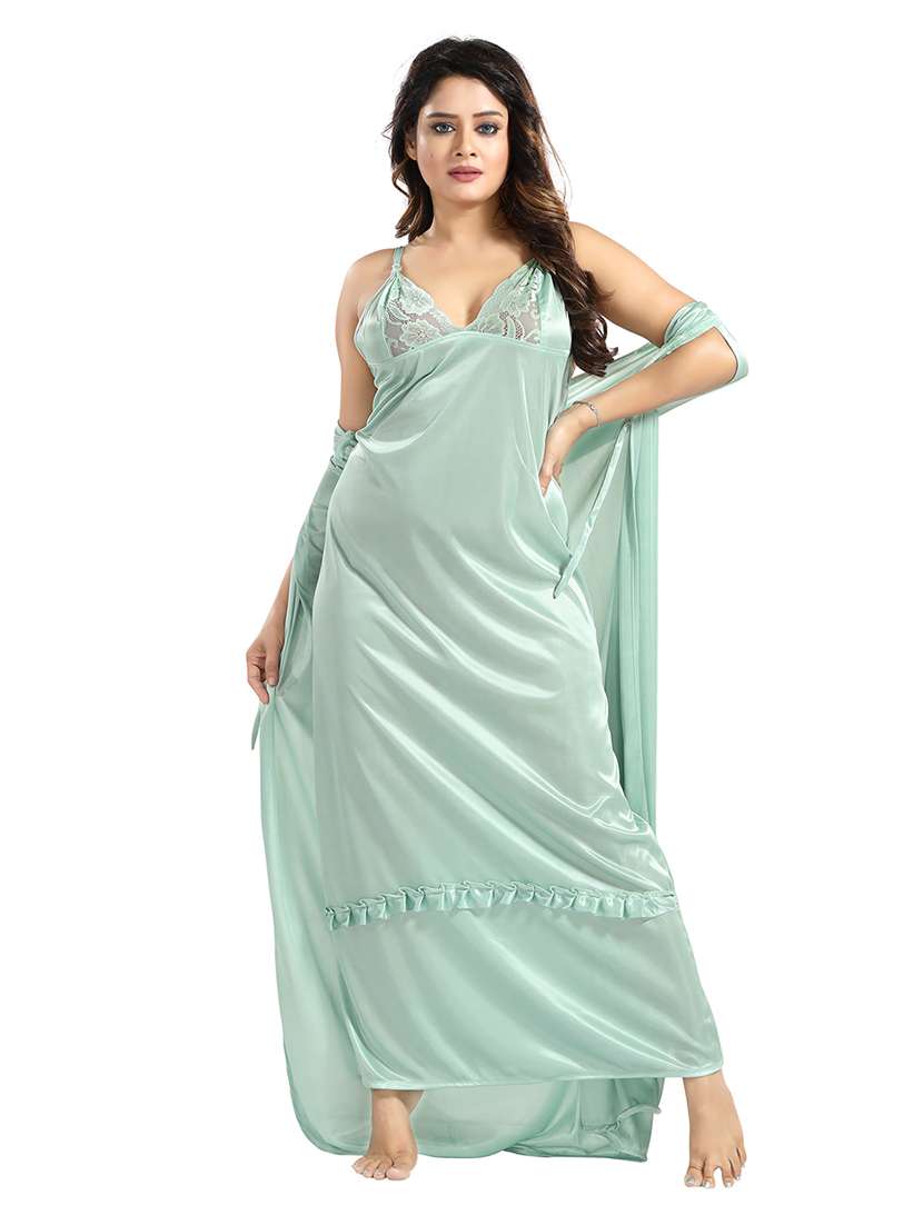 women lace detailed nighty set