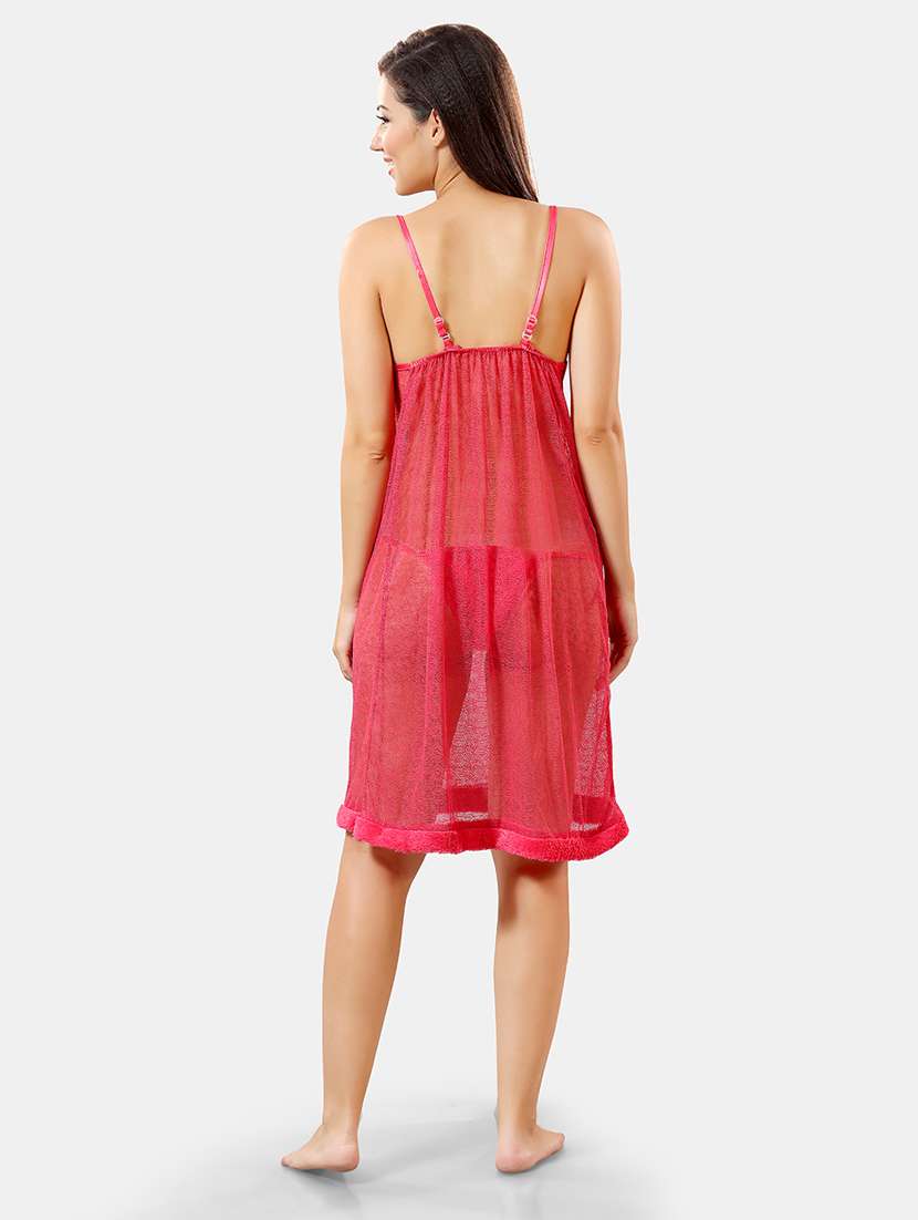 women lace detailed nighty with robe - 21555203 - Standard Image - 5