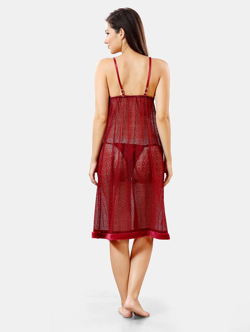 women lace detailed nighty with robe - 21555204 - Standard Image - 5