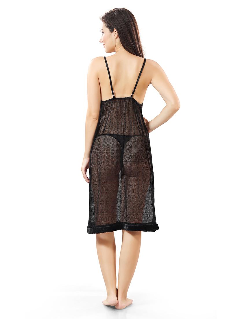 women lace detailed nighty with robe - 21555205 - Standard Image - 5