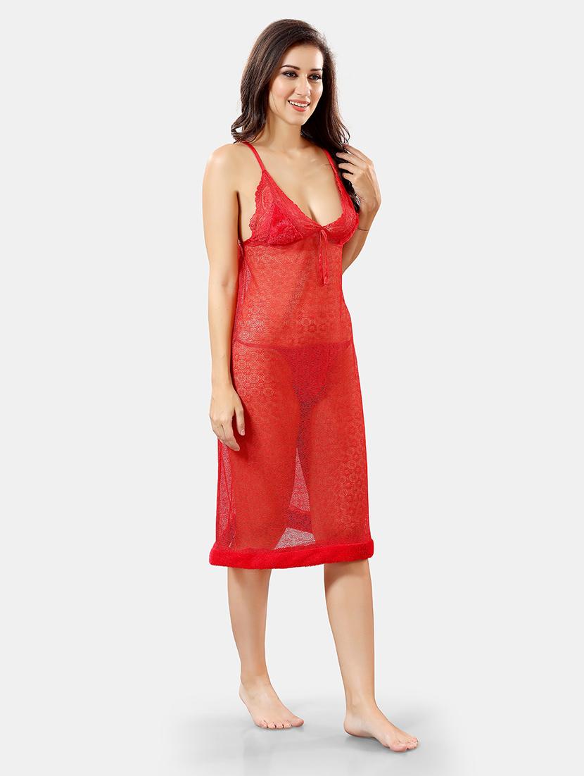 women lace detailed nighty with robe - 21555206 - Standard Image - 3