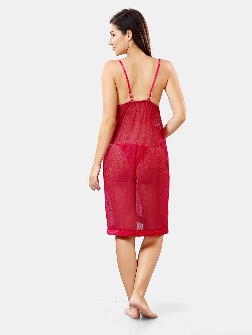 women lace detailed nighty with robe - 21555207 - Standard Image - 5