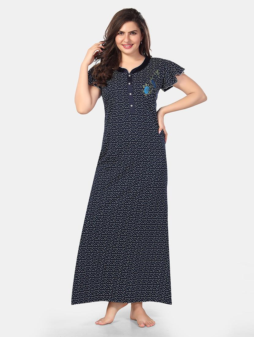 women printed short sleeve nighty - 21555224 - Zoom Image - 0