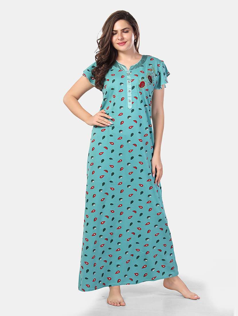 women printed short sleeve nighty
