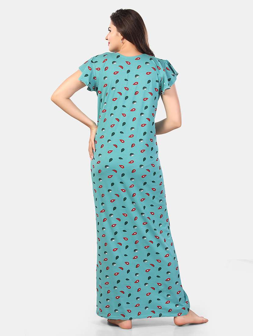 women printed short sleeve nighty - 21555225 -  Standard Image - 3