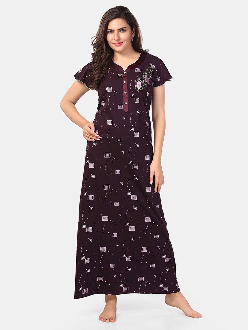 women printed short sleeve nighty