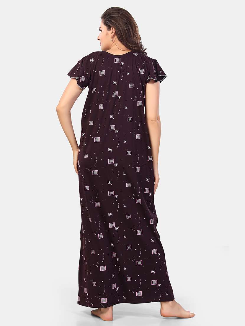 women printed short sleeve nighty - 21555226 -  Standard Image - 3