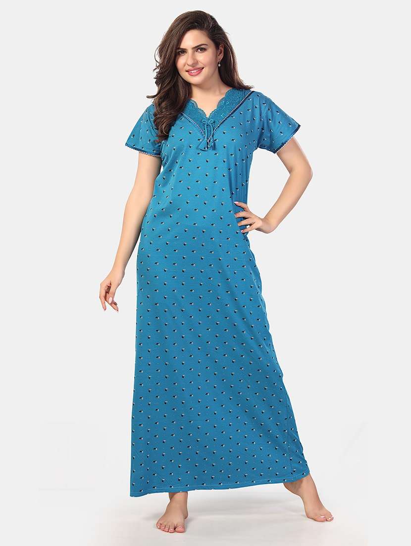 women printed short sleeve nighty