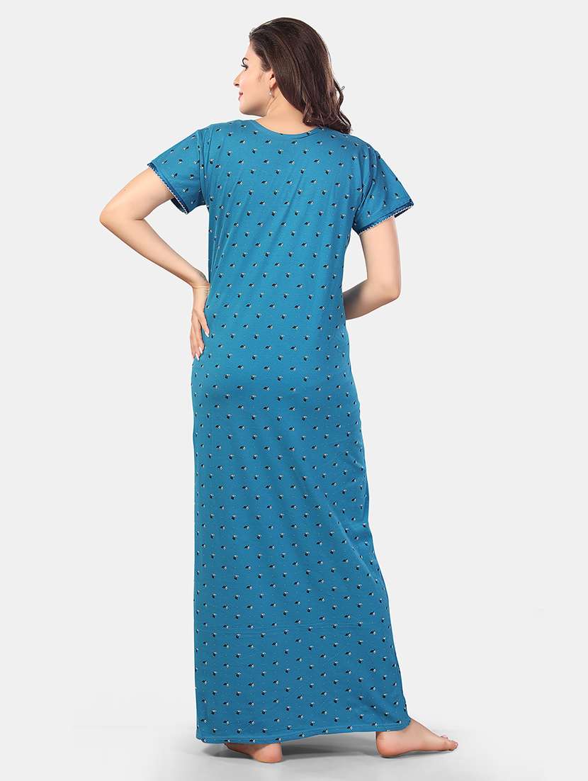women printed short sleeve nighty - 21555227 - Standard Image - 3