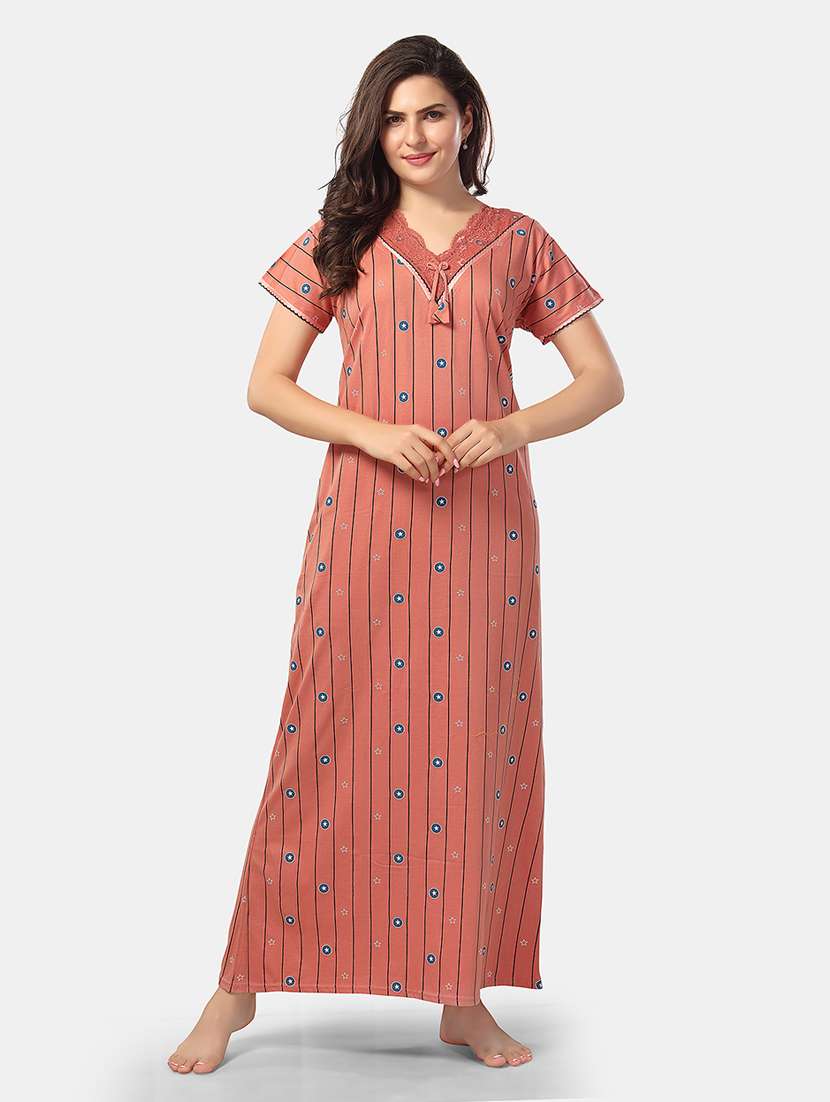 women printed short sleeve nighty