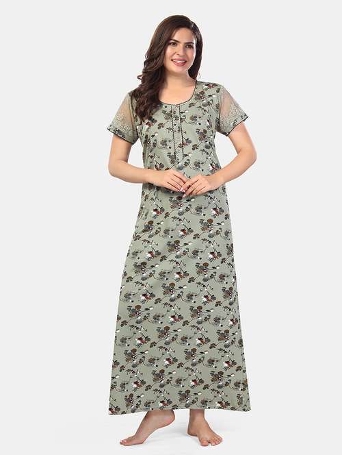 women printed short sleeve nighty - 21555231 -  Standard Image - 0
