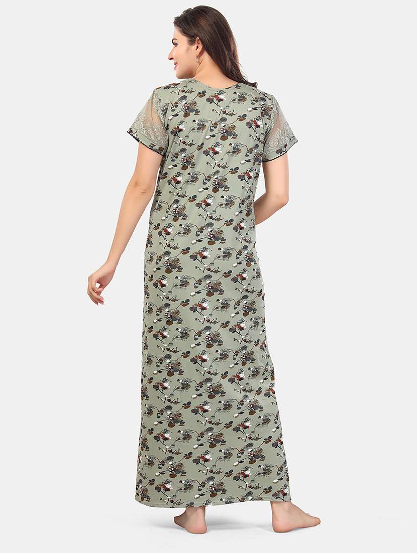 women printed short sleeve nighty - 21555231 -  Standard Image - 3