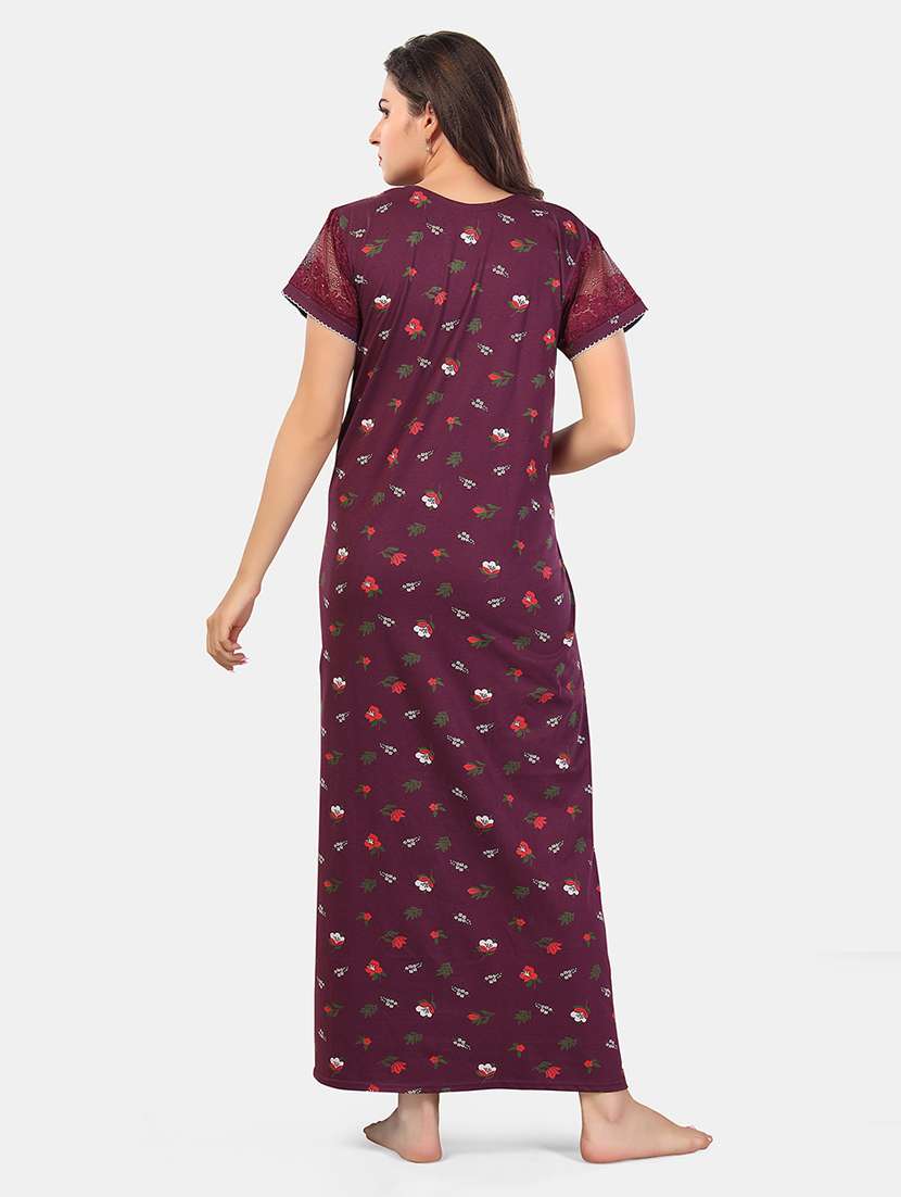 women printed short sleeves nighty - 21555232 -  Standard Image - 3