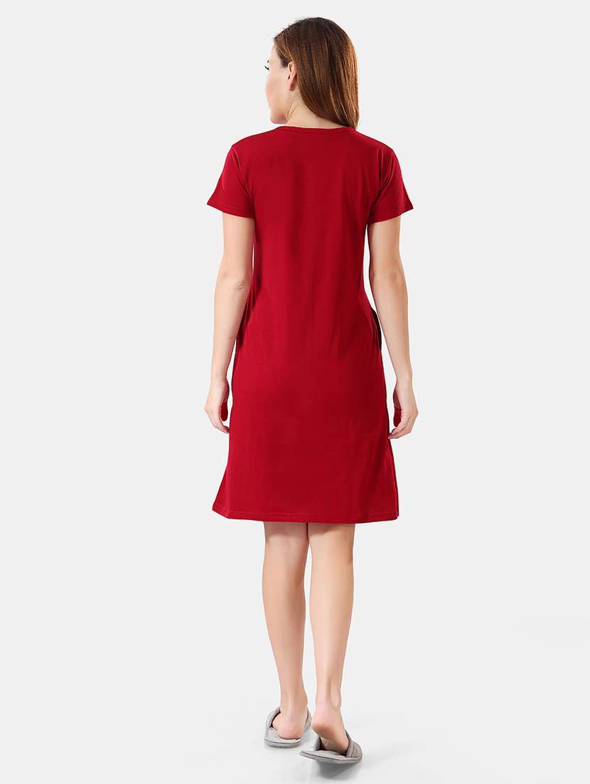 women printed round neck nightdress - 21555236 - Standard Image - 3