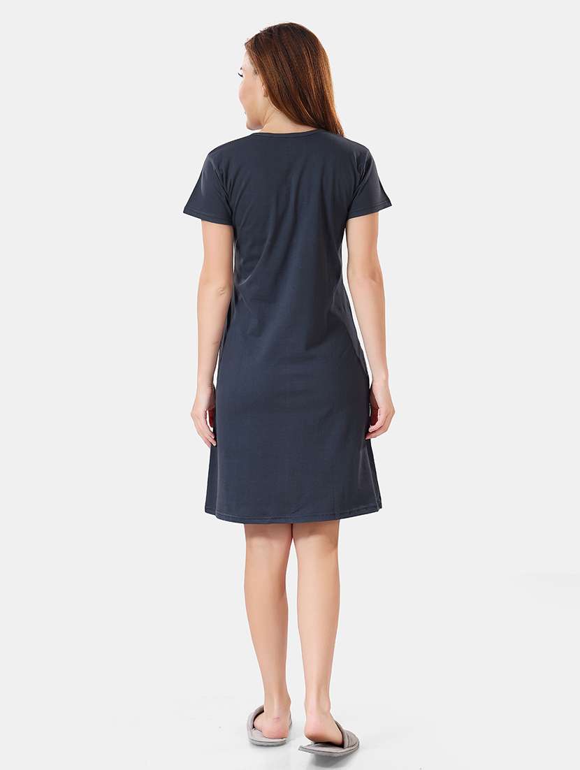 women printed round neck nightdress - 21555237 - Standard Image - 3