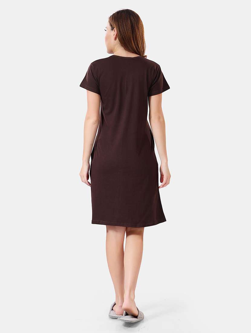 women printed round neck nightdress - 21555238 -  Standard Image - 3