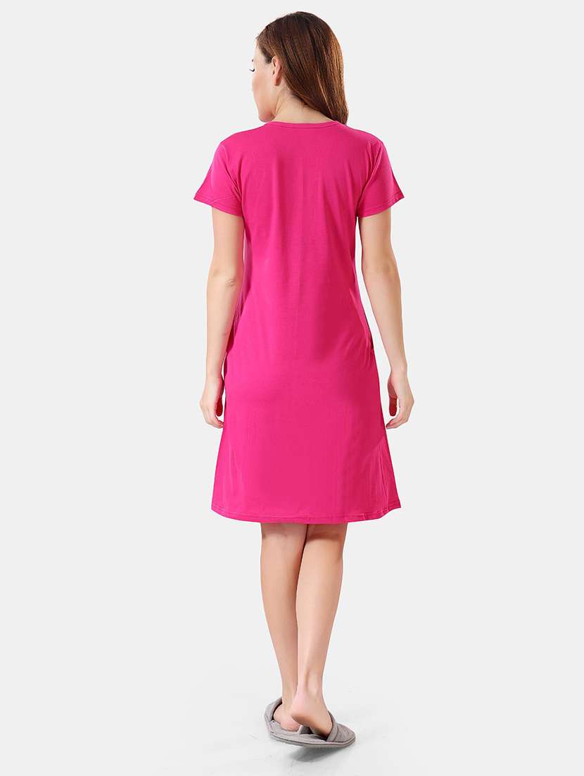 women printed round neck nightdress - 21555240 -  Standard Image - 3