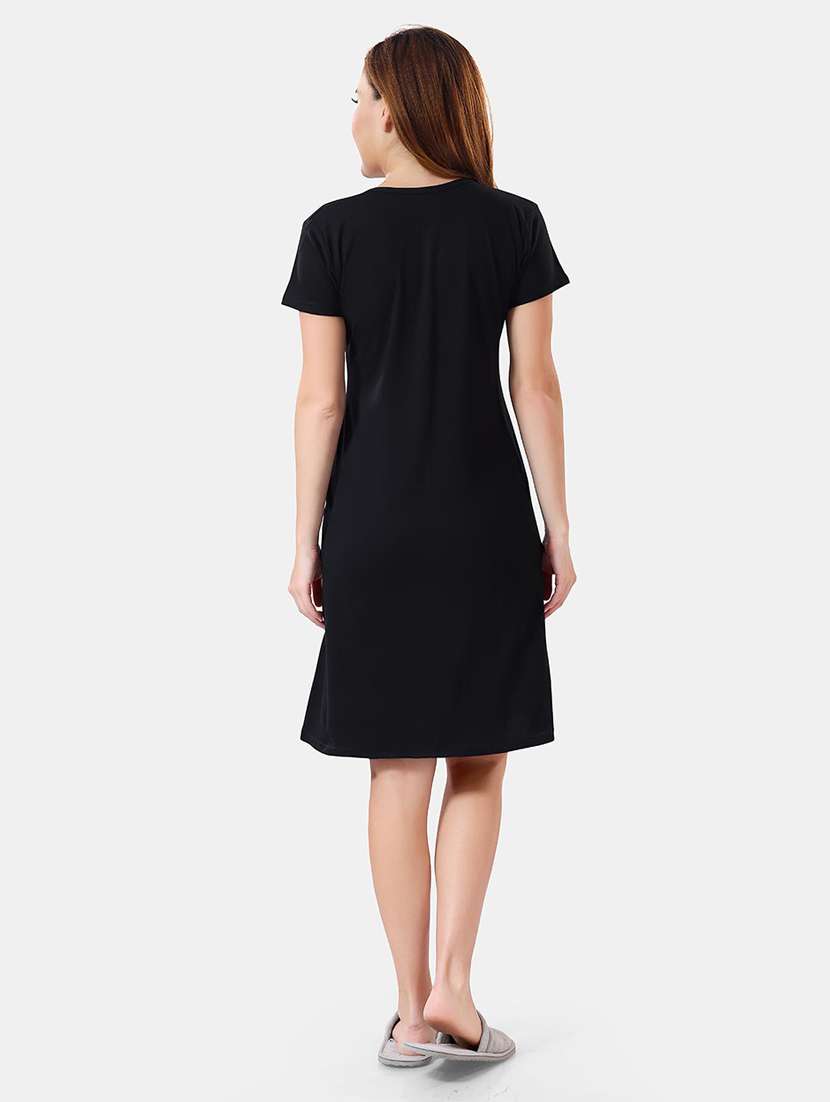 women printed round neck nightdress - 21555241 -  Standard Image - 3