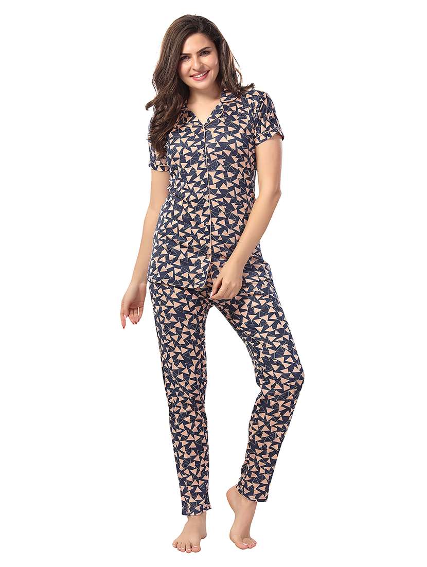 women printed short sleeves pyjama set - 21555248 -  Zoom Image - 0