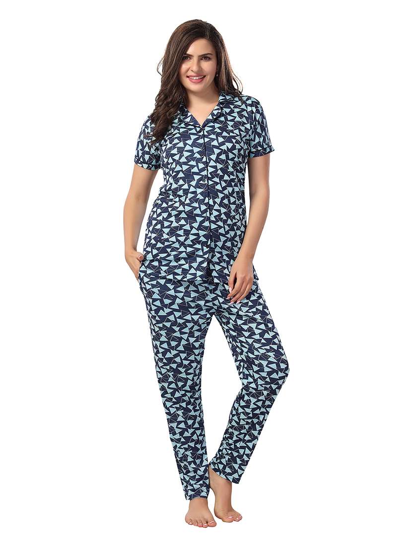 women printed short sleeves pyjama set - 21555249 - Zoom Image - 0