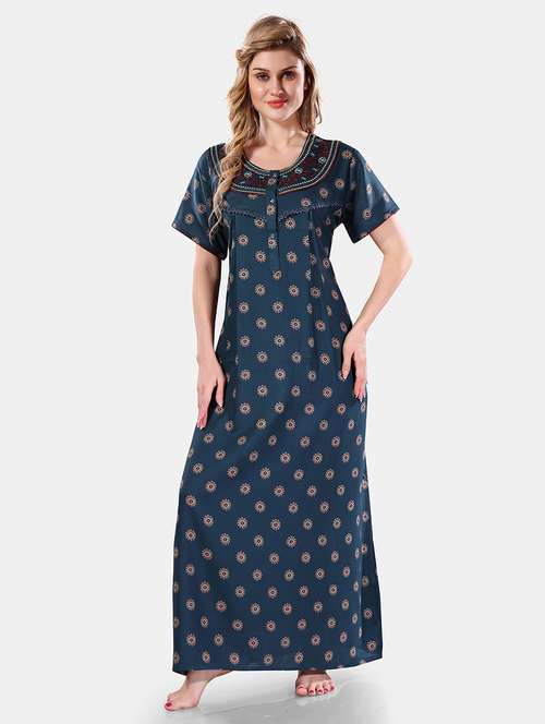 women printed cotton nighty - 21555255 - Standard Image - 0