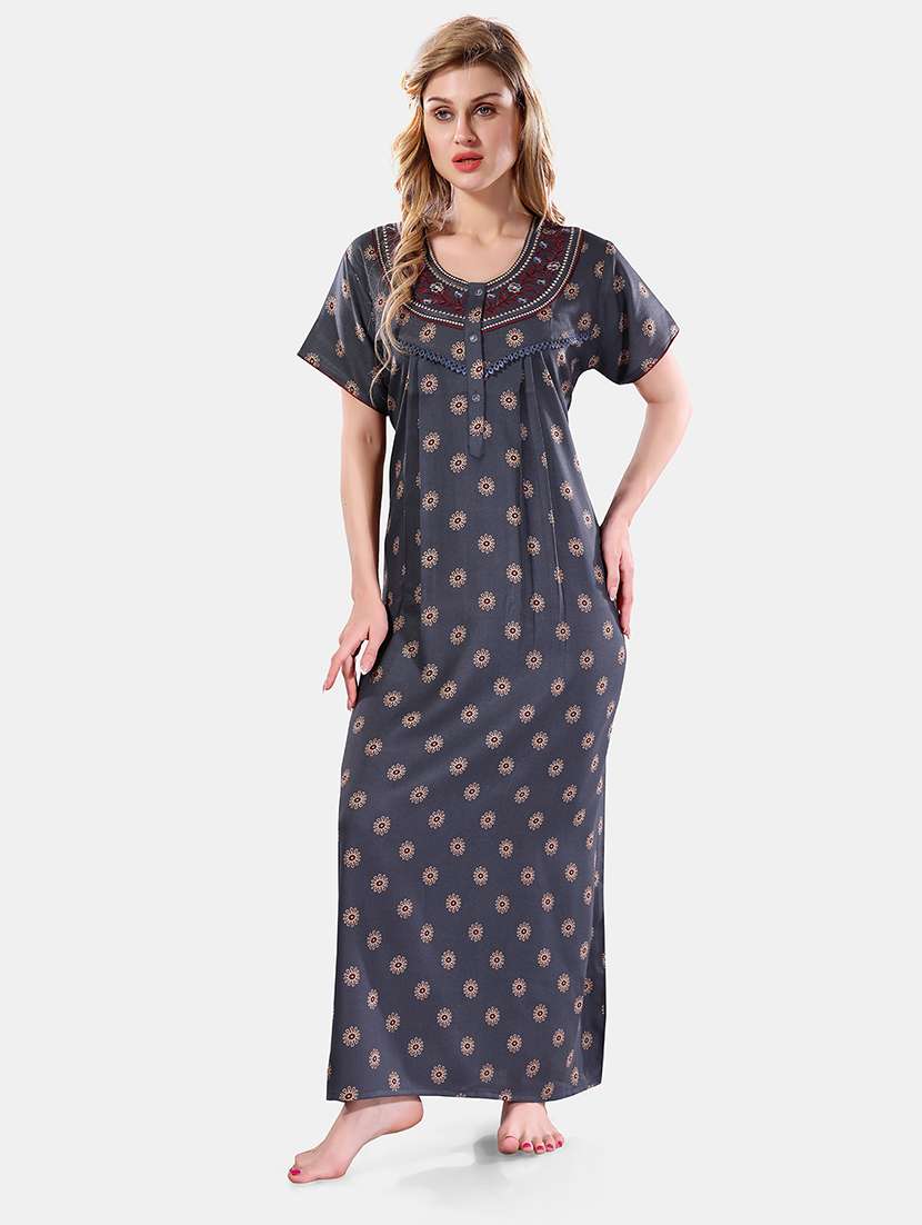 women printed cotton nighty