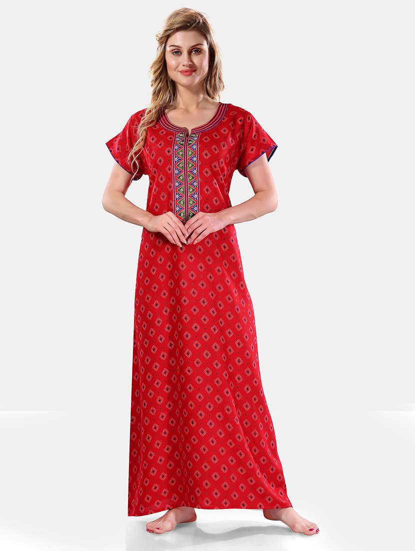women printed cotton nighty