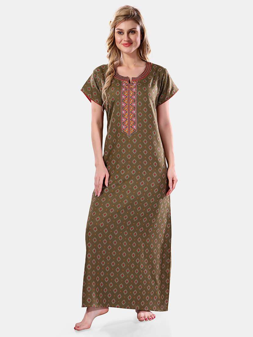 women printed cotton nighty