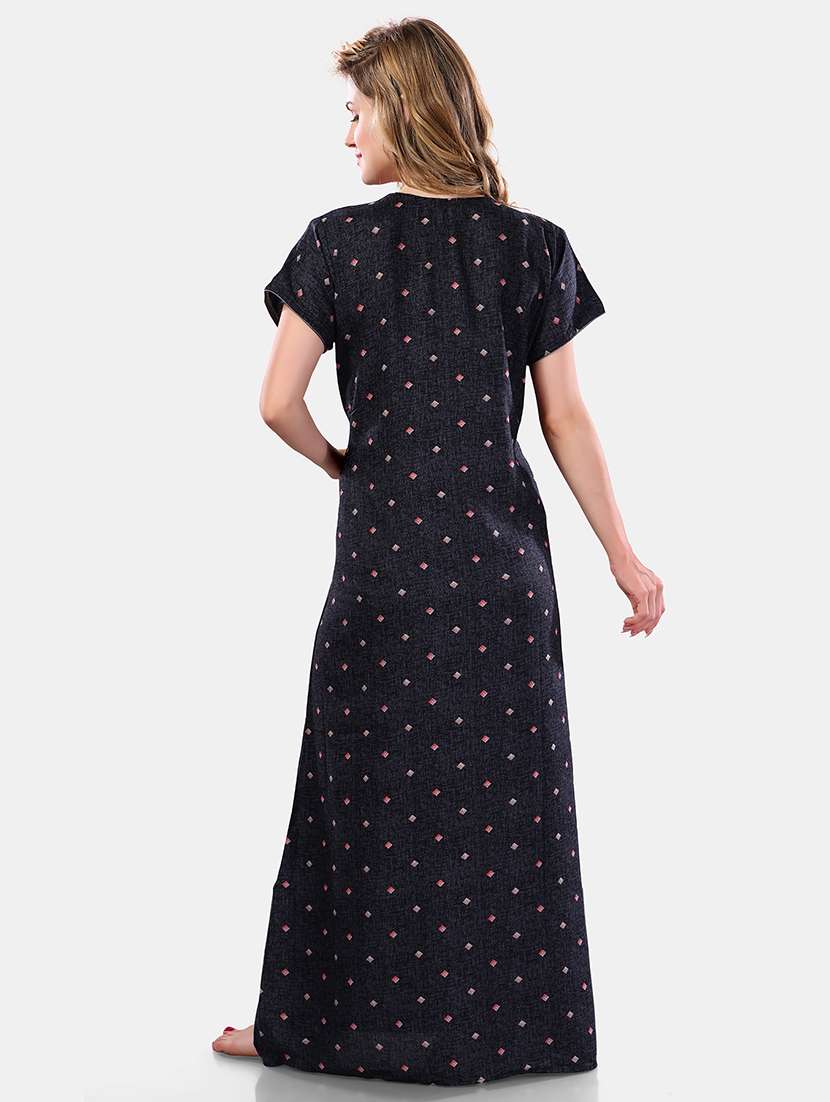 women printed shirt sleeve nighty - 21555263 -  Standard Image - 3