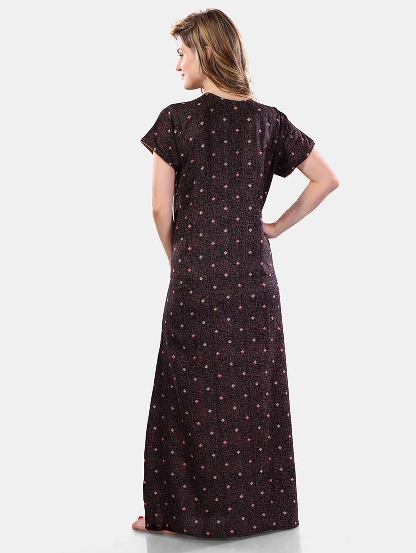 women printed short sleeves nighty - 21555264 -  Standard Image - 3