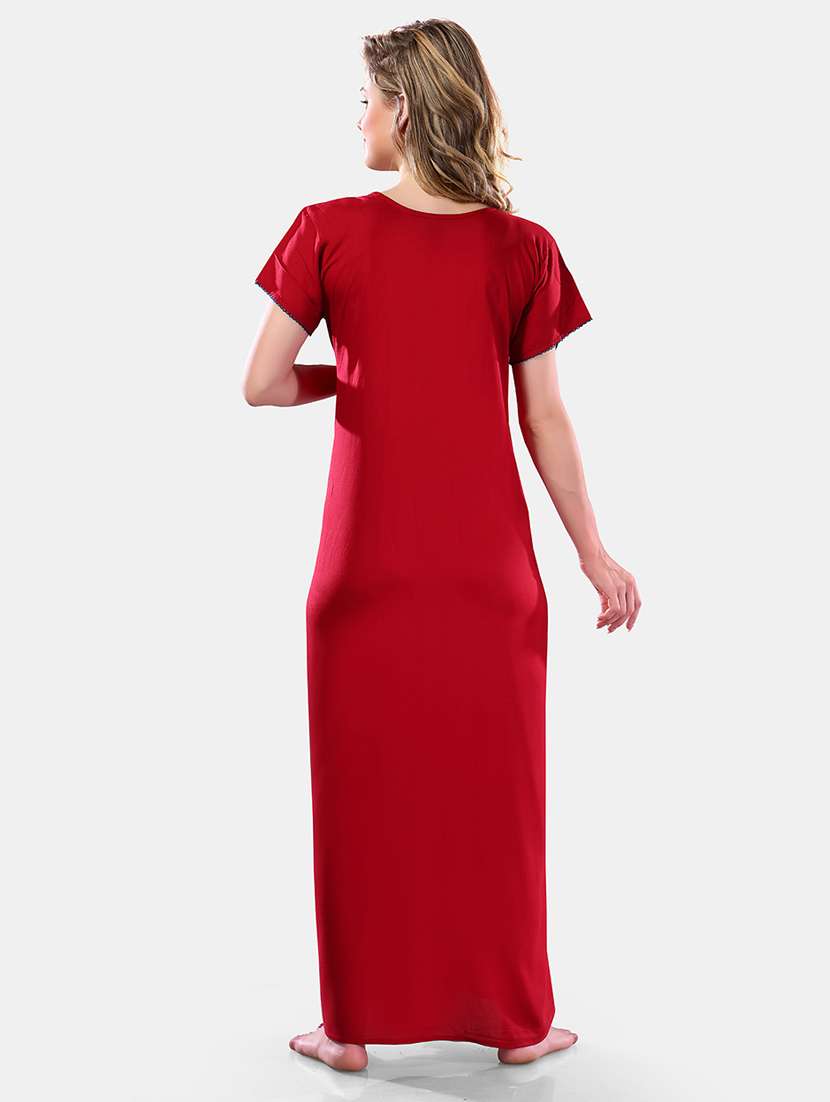 women solid short sleeves nighty - 21555278 - Standard Image - 3