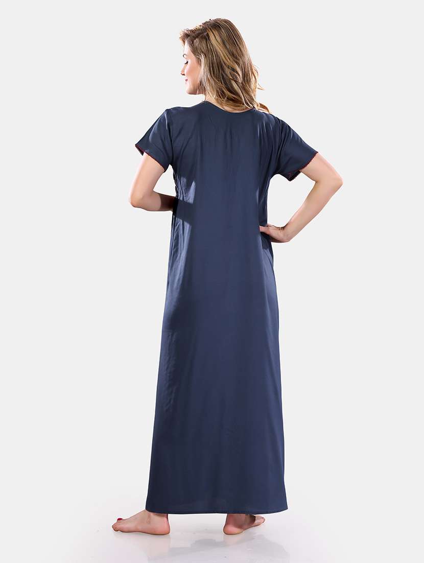 women solid short sleeves nighty - 21555279 -  Standard Image - 3