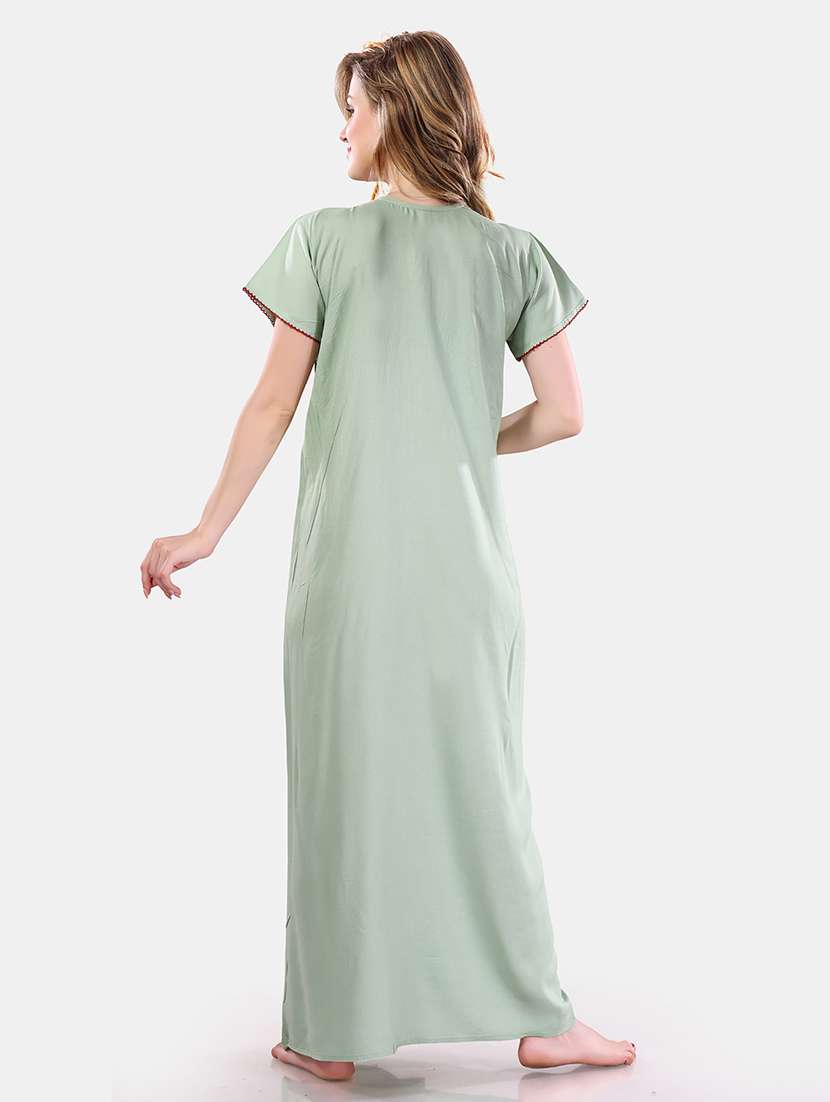 women solid short sleeves nighty - 21555282 -  Standard Image - 3