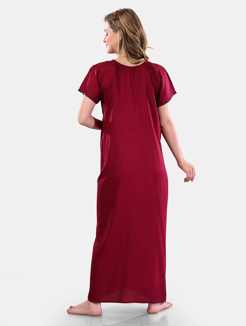 women solid short sleeves nighty - 21555283 -  Standard Image - 3