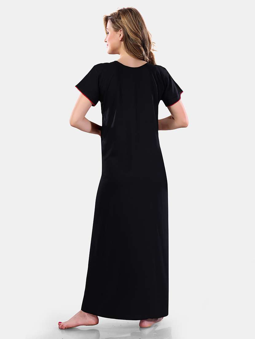 women solid short sleeves nighty - 21555284 -  Standard Image - 3
