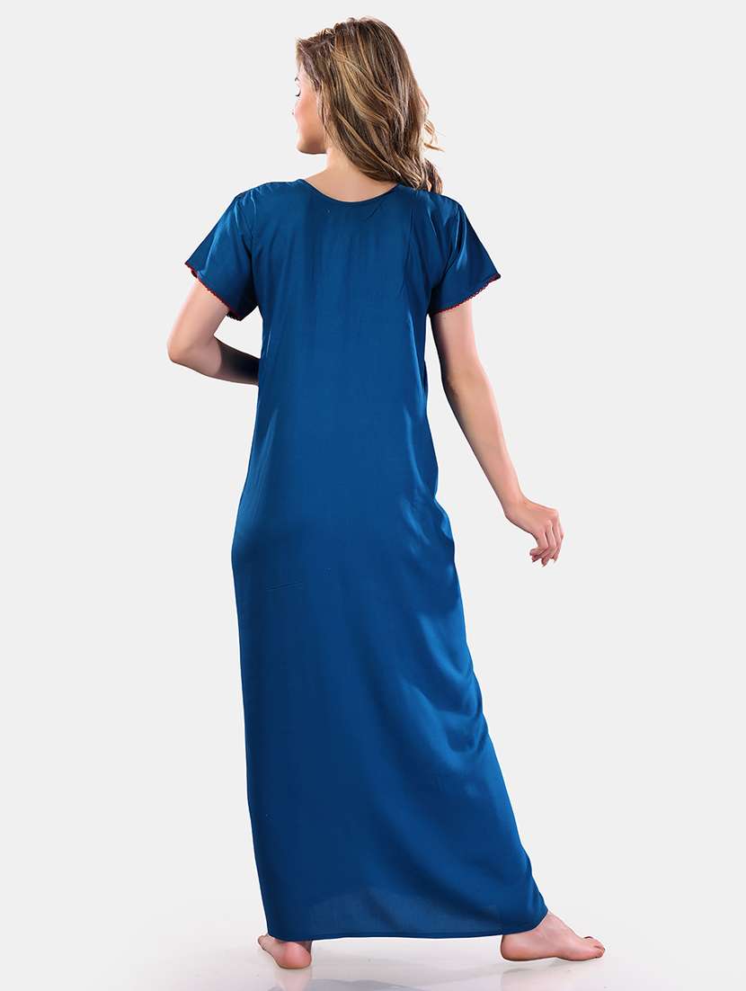 women solid short sleeves nighty - 21555285 -  Standard Image - 3