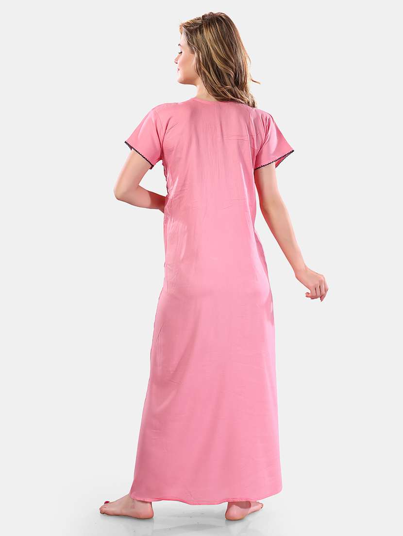 women solid short sleeves nighty - 21555286 -  Standard Image - 3