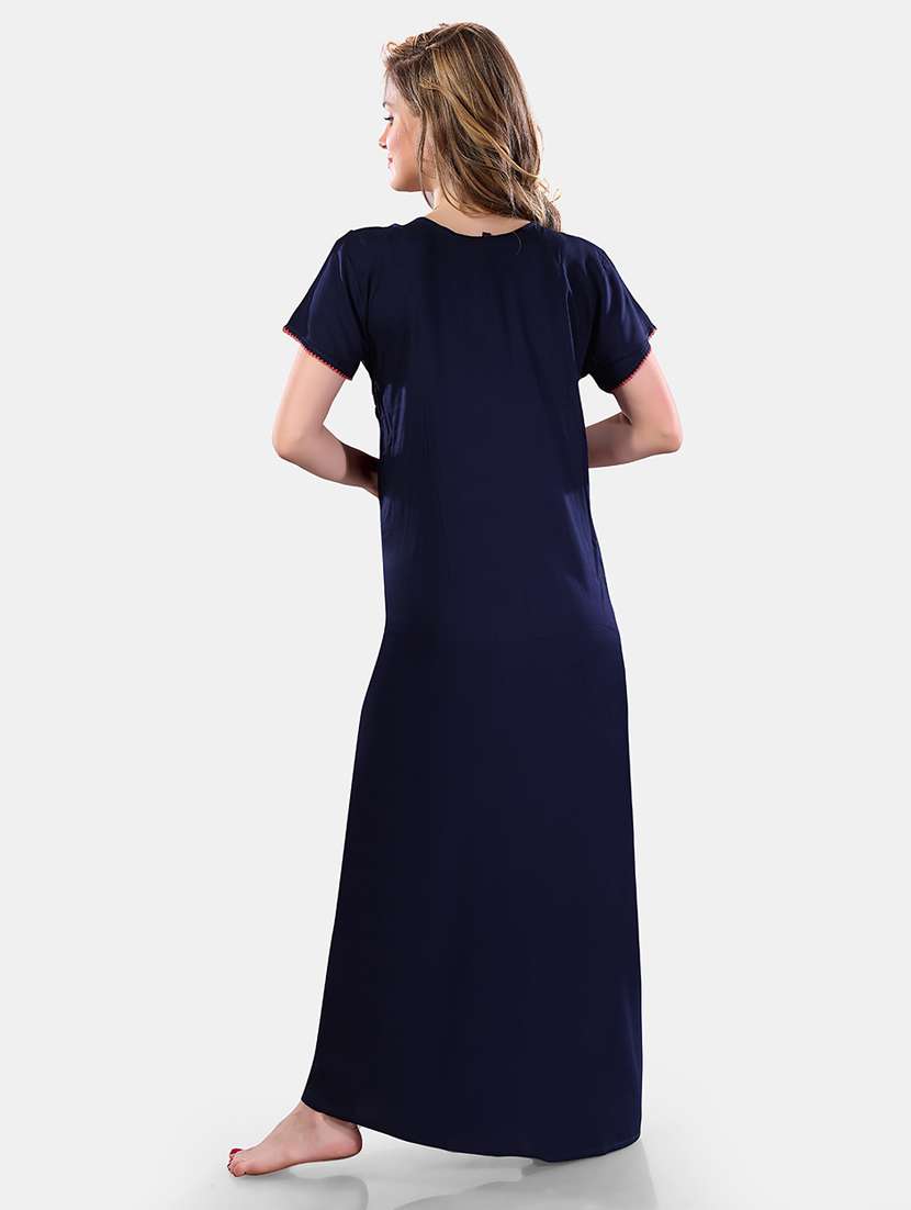 women solid short sleeves nighty - 21555287 - Standard Image - 3