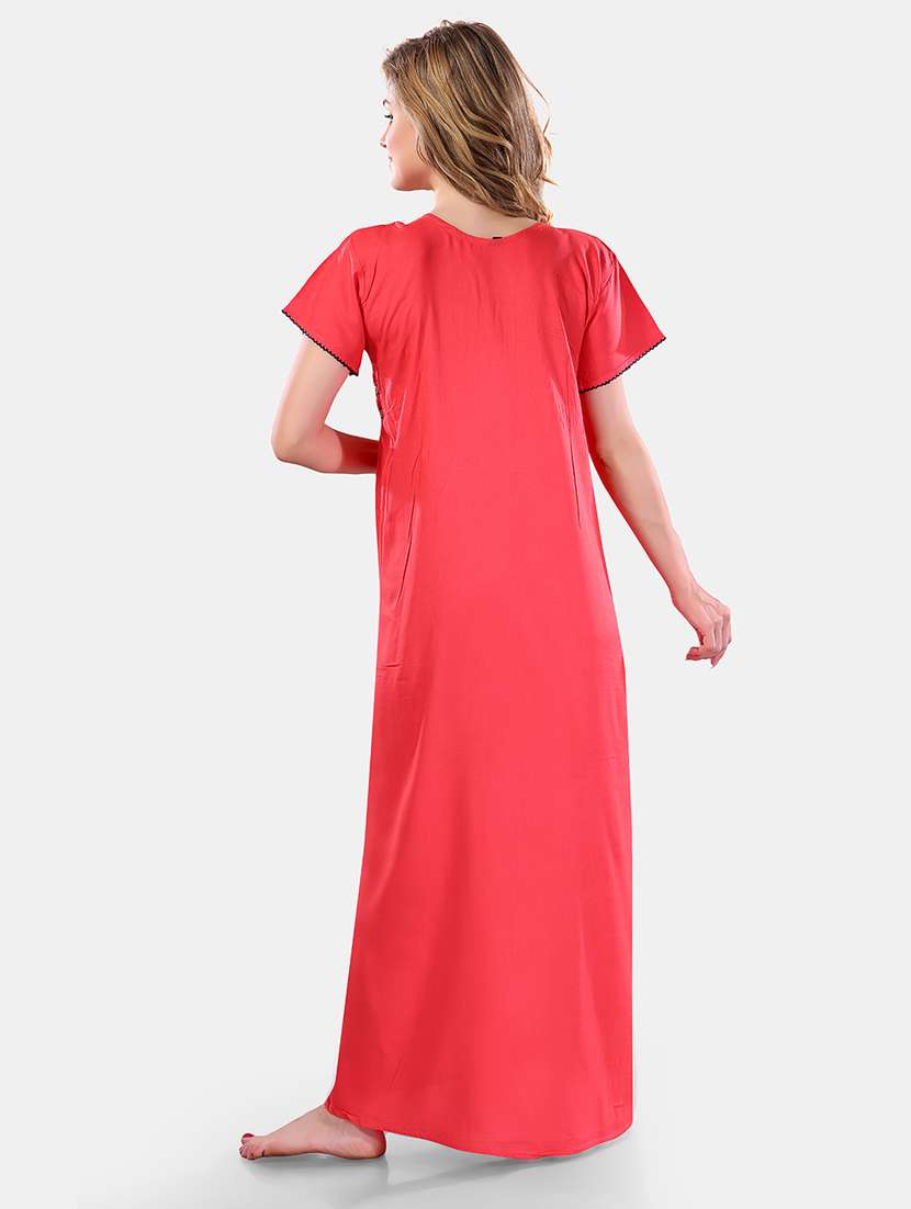 women solid short sleeves nighty - 21555288 -  Standard Image - 3