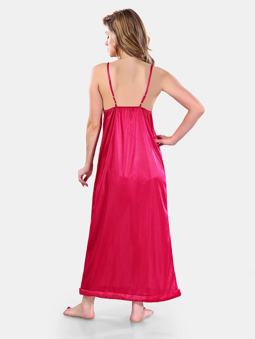 women lace detailed nighty with robe - 21555294 - Standard Image - 5