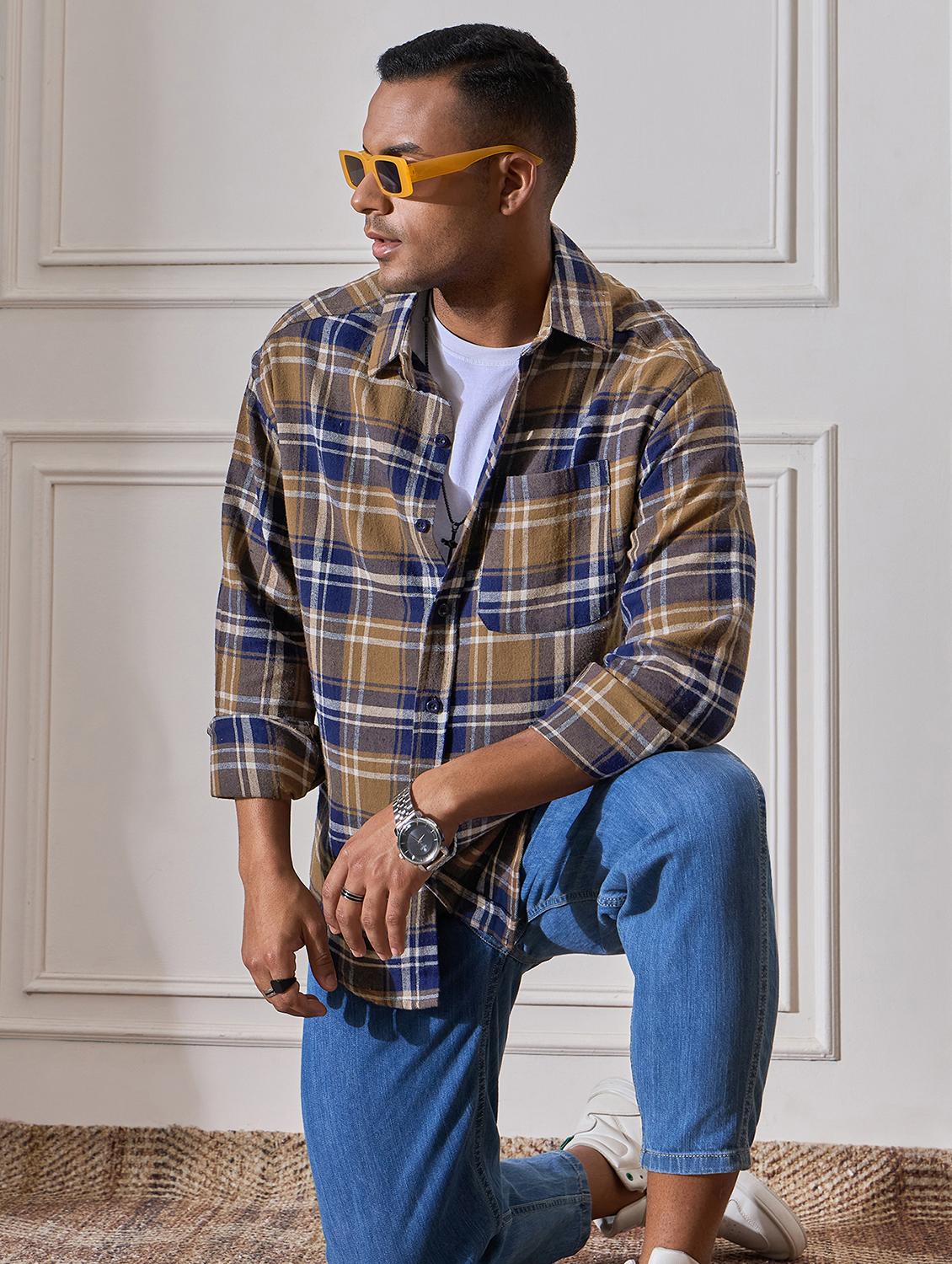 men checkered oversized casual shirt - 21555388 - Standard Image - 3