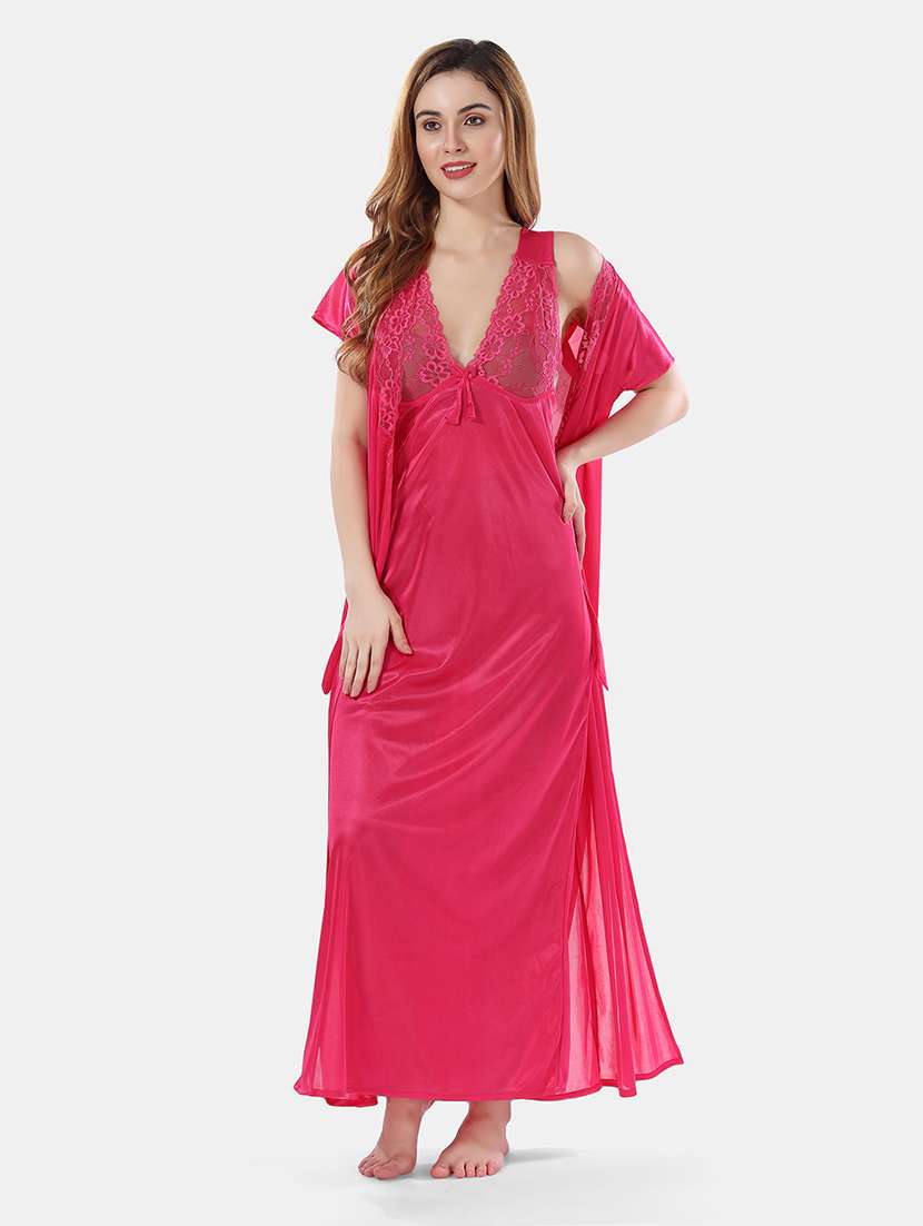 women lace detailed nighty set - 21555394 - Standard Image - 3