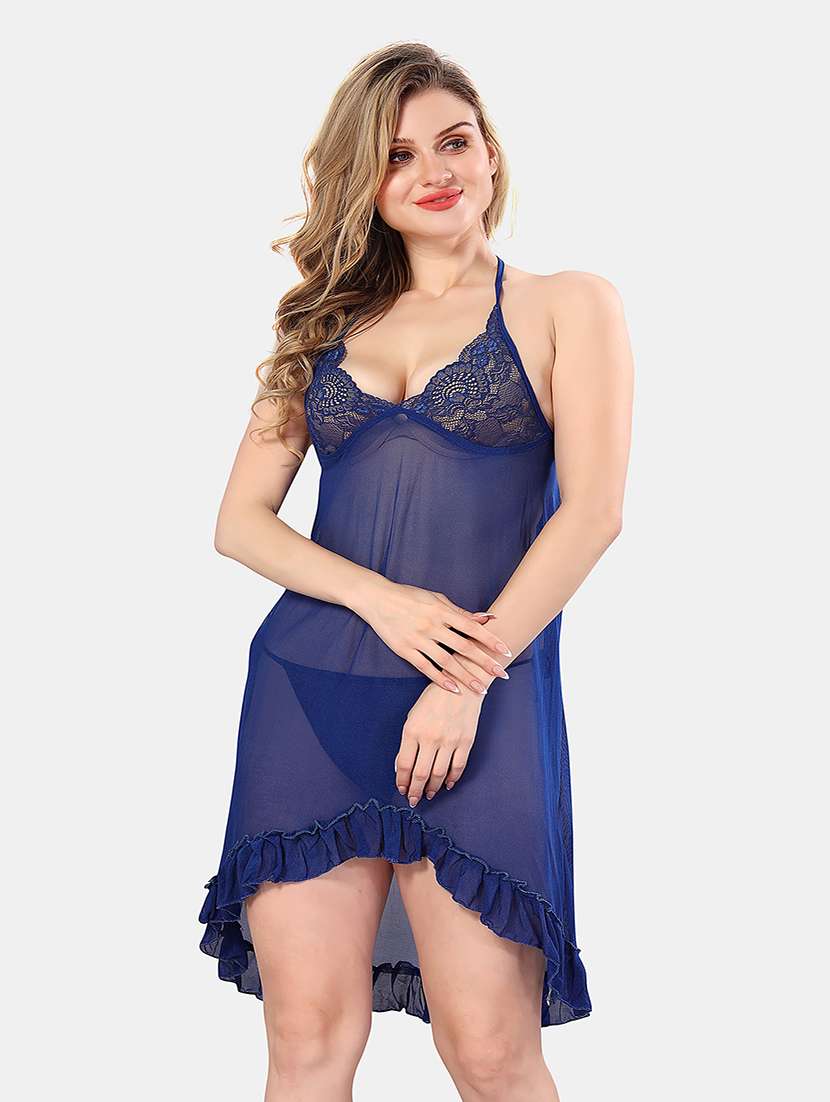 women solid lace detailed babydoll - 21555405 -  Zoom Image - 0